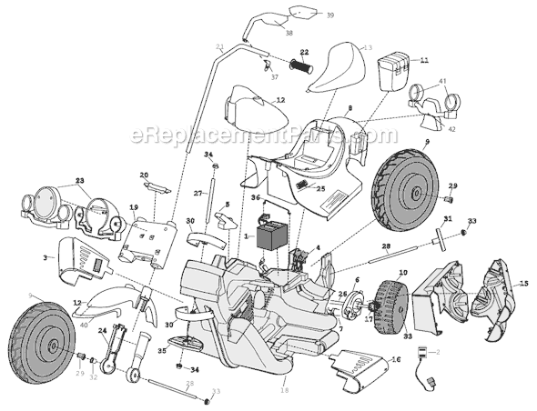 Page A Diagram and Parts List for 73210-9993 Before 2-25-02 Power Wheels Ride-On Motorcyles